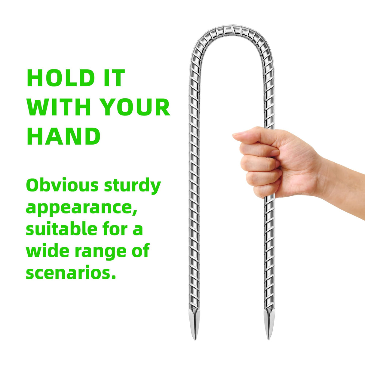 11 Pack Ground Garden Rebar Stakes Rebar 12 Inch Anti-Rust Galvanized Steel U Shape Hook Heavy Duty Ground Anchors for Tents, Position Kits,Fences, and Trampolines Landscape Fabric
