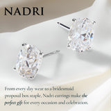 NADRI Oval CZ Stud Earrings, Rhodium Plated