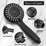 Shower Head with Handheld, Briout 5-Settings Showerhead High Pressure Powerful Water Spray Shower Head with Stainless Steel Hose and Adjustable Mount, Matte Black