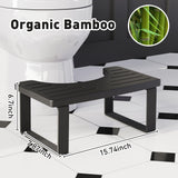 Squatting Potty for Adults, 7in Wooden Poop Stool Adult, Matte Black Bamboo Toilet Stool Squat, Wood Pooping Stool for Bathroom, Toilet Foot Step for Kids with Non-Slip Mat