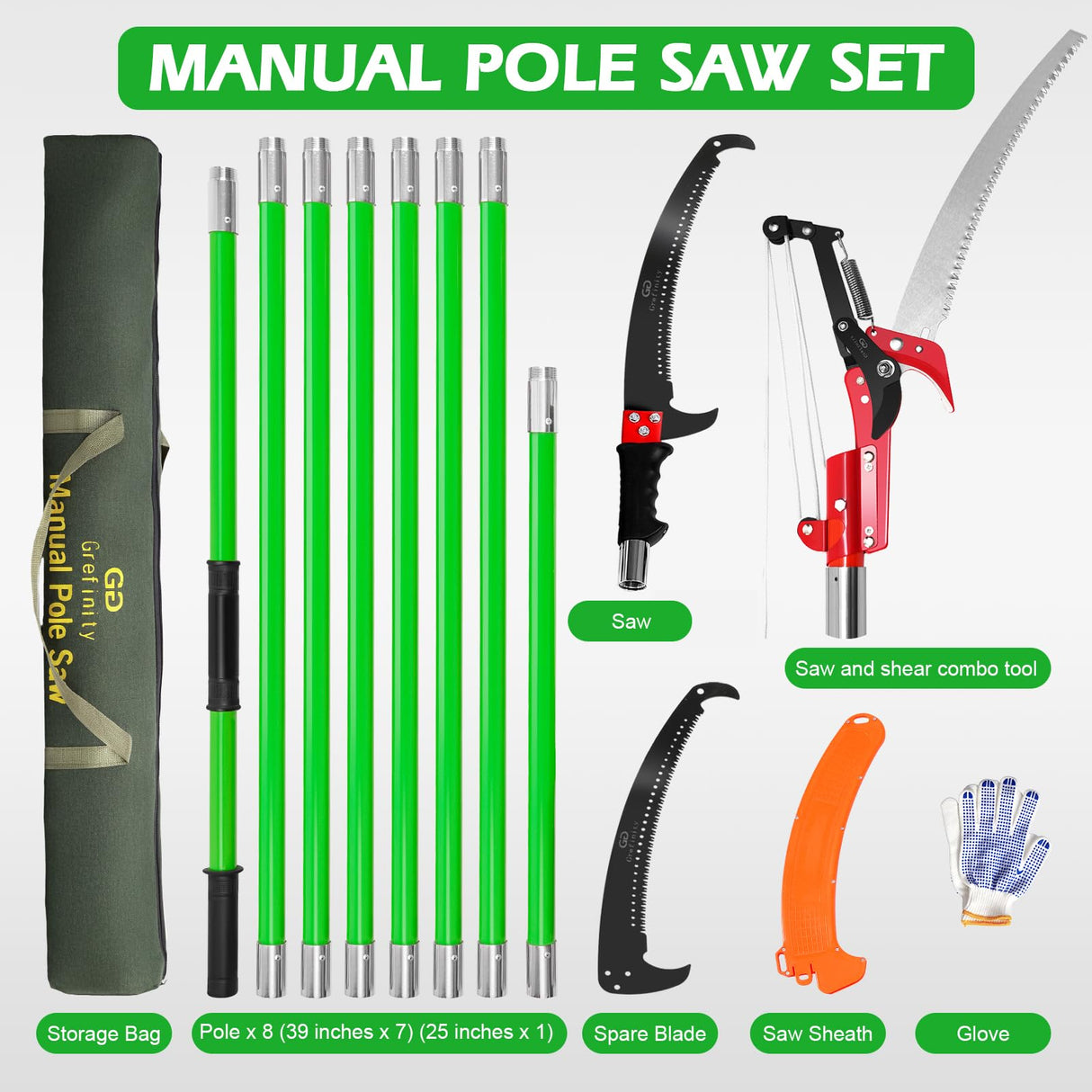 Manual Pole Saw, 27 Ft Pole Saws for Tree Trimming with Scissors