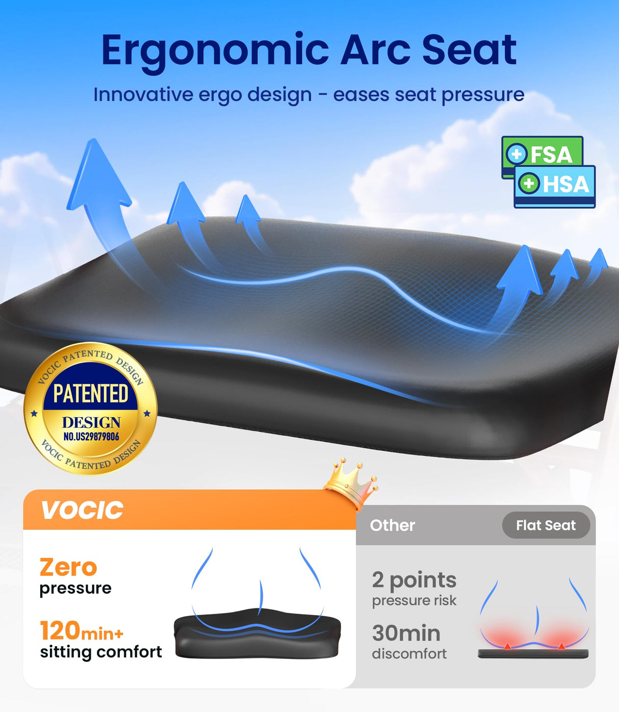 VOCIC Walkers for Seniors, Z21 Rollator Walker with Seat Supports 350lb, 8" Big Wheels for All Terrain, Ergonomic Arc Seat & 6" Ultra Backrest Foldable Walker, Dual Height Adjustment, Lightweight 2025