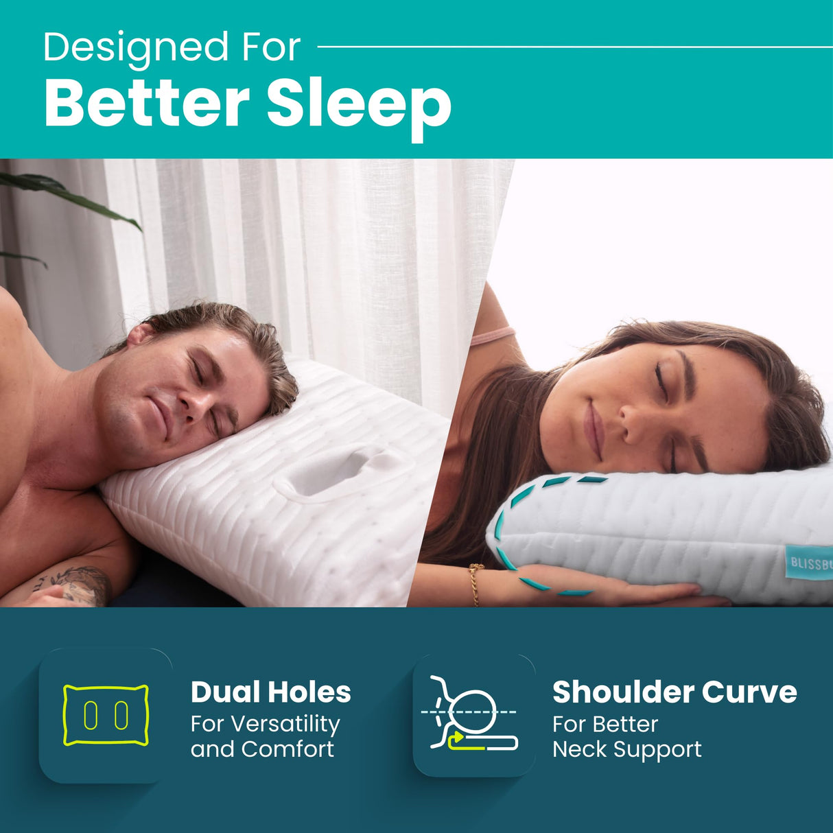 BLISSBURY Piercing Pillow with Ear Hole for Sleeping with Sore Ear Pain | Adjustable Memory Foam with Holes for chondrodermatitis CNH | Piercing Pillow for Side Sleepers