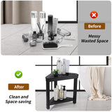 Boulphia Shower Foot Rest 14in, Acacia Wood Shower Stool for Shaving Legs (Black)