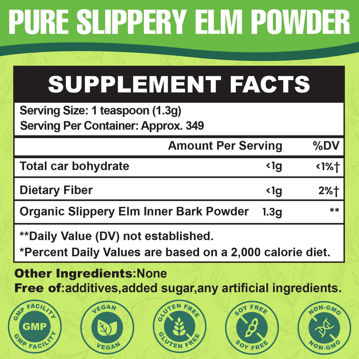 Slippery Elm, Slippery Elm Powder Organic, Elm Bark Made from Inner Bark - 1 Pound (349 Servings), Natural Herbs Helps Soothe The Throat and Coughing & Digestive, Diarrhea - 100% Pure & Vegan