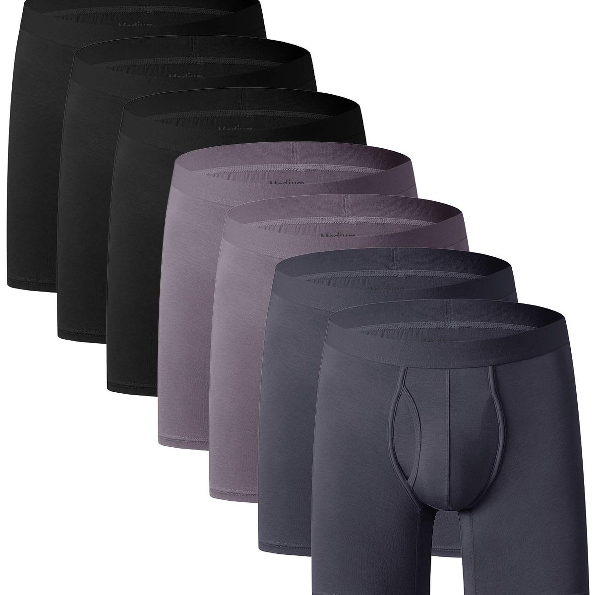 youlehe Men's Underwear Soft Rayon Boxer Briefs Stretch Trunks Pack (a ...