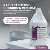 EmPower Dual-Enzymatic Detergent – Enzyme Cleaner for Medical Equipment & Surgical Tools, Low-Foaming Enzymatic Pre-Cleaner with Protease, Amylase & Lipase – Safe for Metal, Plastic & Glass (1 Gallon)
