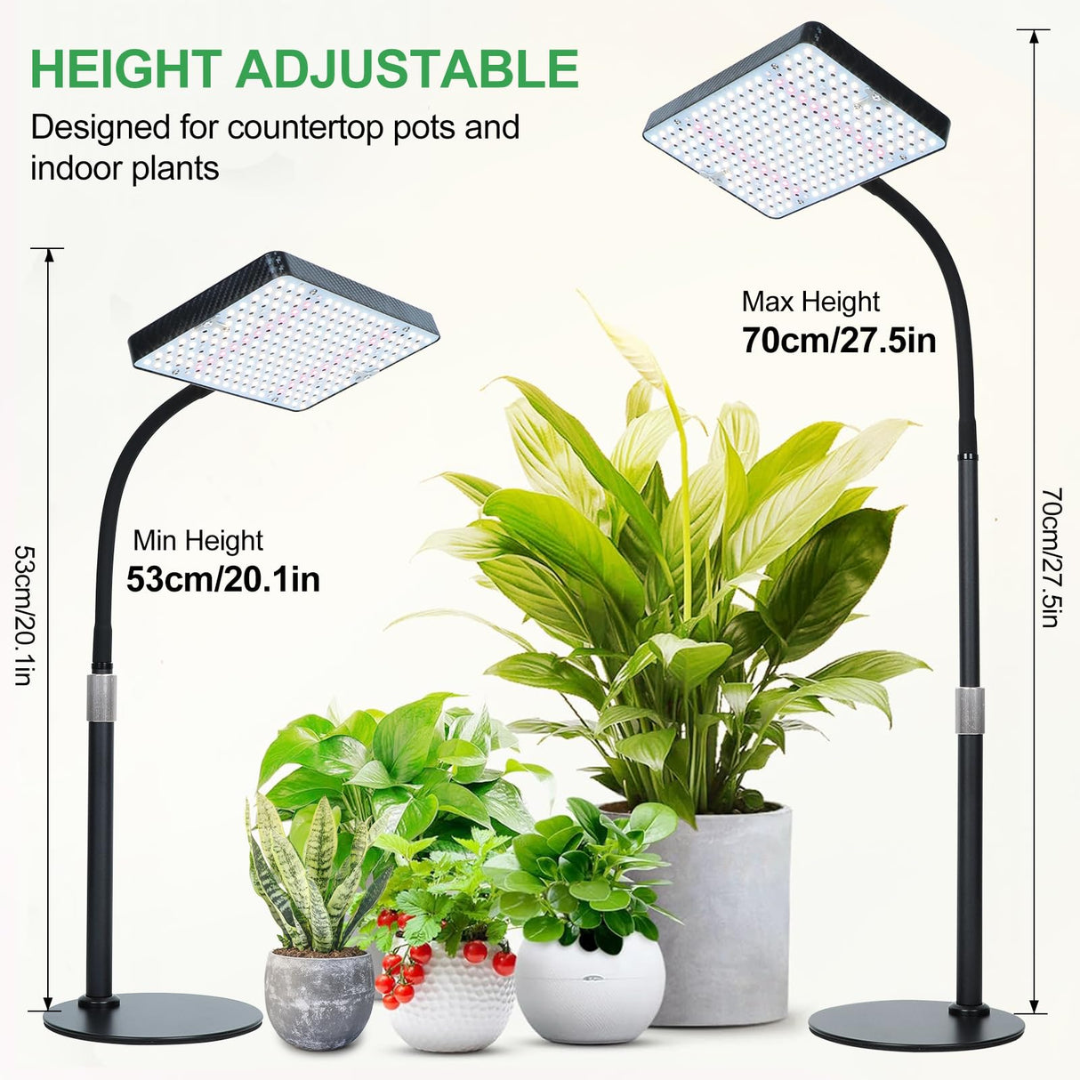 FRGROW 2026 Tabletop Grow Lights for Indoor Plants, Seed Starting, Bonsai, 4/8/12/16/20H Timer, 25 Watt Power Draw, Bright Enough Like A Small Sun, Daisy Chain Function, 16"-24" Height Adjustable