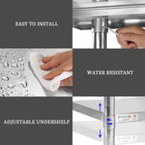 STABLEINK NSF Stainless Steel Prep Table 48 x 24 Inches Metal Work Table with Adjustable Undershelf for Commercial Kitchen, Restaurant, Hotel and Garage