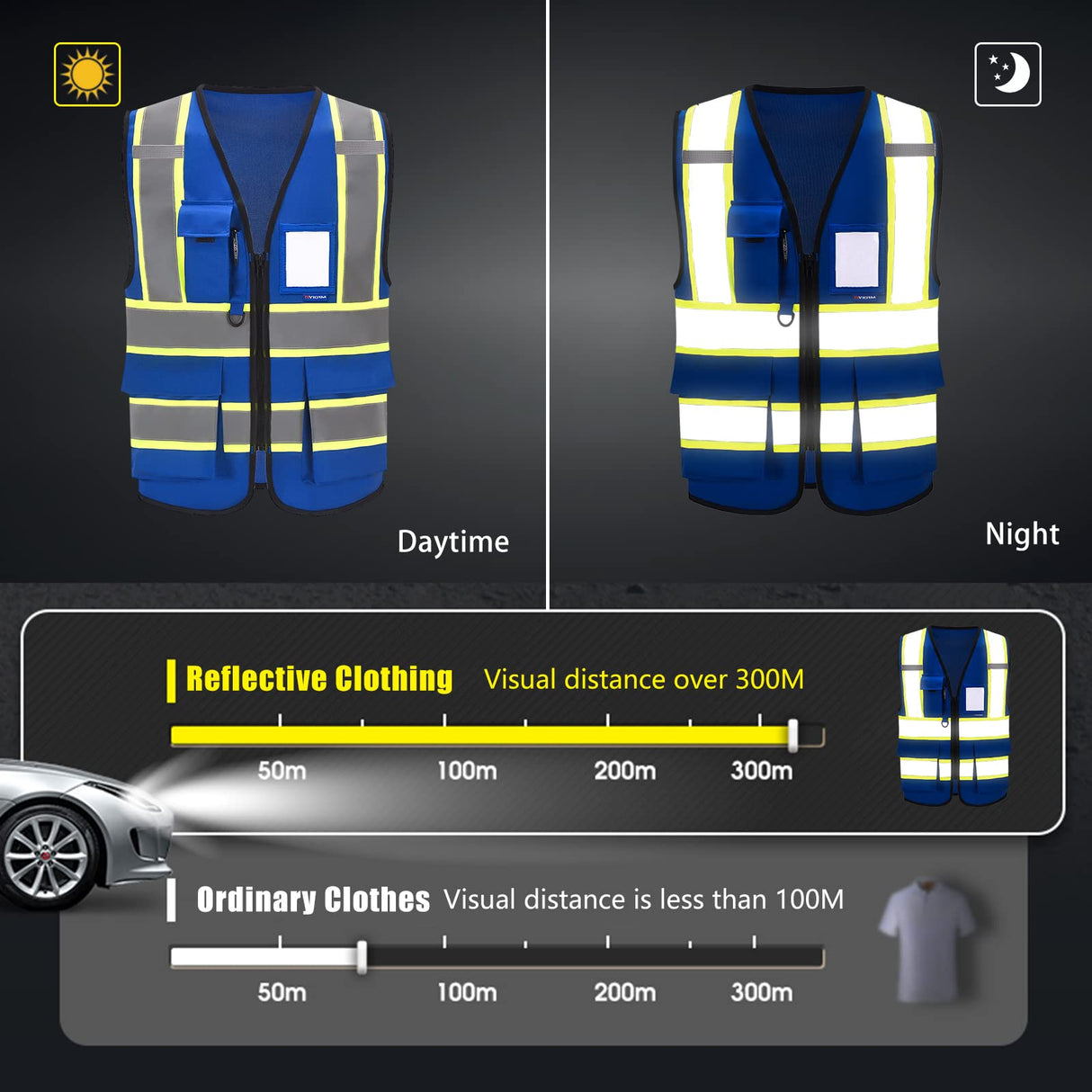 AYKRM 11 colors available blue safety vest for women