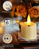 Homemory Rechargeable Flameless Candles, 2/4/6/8H Timer LED Votive Candles, 6 PCS Battery Operated Tea Lights with Timer for Table, Wedding, Christmas (USB Charging Cable Included)