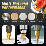 Step Drill Bit Set for Metal- 5PCS Titanium 4241 HSS Step Bit with Two Straight Flutes, 50 Sizes from 1/16" to 1-3/8" for Aluminum, Wood & Plastic, Unibit for Electricians & DIY