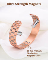 BioMag Magnetic Copper Bracelet for Men, 99.99% Pure Copper Cuff Bangle with 18 Magnets (3500 Gauss), Adjustable Size, Brick Pattern