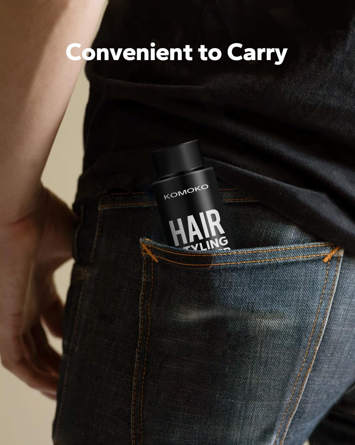 Komoko Hair Styling Powder for Men (0.7 oz) - Instantly Volumizing , Matte Finish Texture, for Strong Hold Natural Look