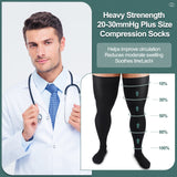 Thigh High Compression Socks 20-30 Mmhg Compression Stockings Thigh High Socks for Men Swelling (Black,XXL)