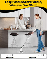 Electric Spin Scrubber for Cleaning Bathroom, Shower Scrubber Cordless Cleaning Brush with IPX7 Waterproof & 2 Speed, 3 Brush Heads, Bathroom Cleaning Supplies for Shower Tub Kitchen Tile Toilet White