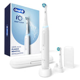 Oral-B iO Deep Clean Rechargeable Electric Powered Toothbrush, White with iO Series 3 Limited, 2 Brush Heads and Travel Case - Pressure Sensor to Protect Gums - 3 Cleaning Settings - 2 Minute Timer