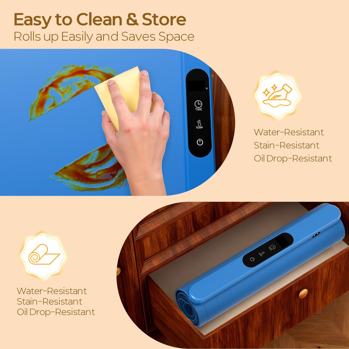 Food Warming Mat with Protective Table Mat, Graphene Fast Full-Surface Heating Mat, Electric Warming Tray with 6 Temperature and 6HoursTimer, Portable Rollable Food Warmer Perfect For Parties Buffet
