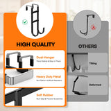 FYY Over The Door Hooks - 4 Pack Heavy Duty Dual-Hook Organizer Hanger with Non-Slip Rubber for Towels, Clothes, Hats & Bags Use in Bathroom, Bedroom, Kitchen - Fits Interior Doors Up to 1.6" Black