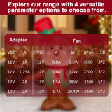Air Blower Fan for Inflatables, 12V 1.5A Mini Airup Replacement Blower Fan with 2.0A Adapter and 5 LEDs Bulbs Light for Halloween and Christmas Inflatables (IP68 Waterproof, 3200RPM, 5.0 * 5.0'')