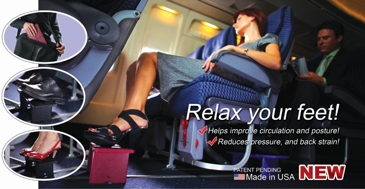 Portable Travel Footrest Black Made in USA
