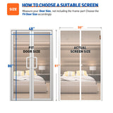 MAGZO Magnetic Screen Door Fit Door Size 48 x 80 Inch, Screen Size 50" x 81" Strong Magnet Door Mesh with Reinforced Hook & Loop for Patio, Sliding, French, White