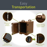 Pearington Premium Insulated Food Pan Carrier, 81 Quart, Double Walled with Dual Front Latches, Fits 5 Full Size Pans, Brown