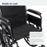 Drive Medical Cruiser III Light Weight Wheelchair with Various Flip Back Arm Styles and Front Rigging Options, Flip Back Removable Full Arms/Swing away Footrests, Black, 20 Inch