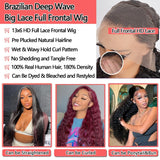 FIONAT 30 Inch Deep Wave Lace Front Wigs Human Hair Pre Plucked 13x6 HD Lace Front Wigs Human Hair 180% Density Deep Curly Wig Frontal Glueless Wigs Human Hair for Women