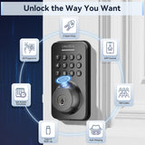 Ulecoce Fingerprint Keypad Deadbolt with Knob Set, Keyless Entry Door Lock with App Control, Door Locks for Front Door, Auto Lock＆One-Touch Lock, 100+ User Codes＆5 Keys, Easy Installation, Matte Black