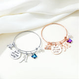 Turandoss Graduation Gifts Bracelets for Her 2026 - Engraved Inspirational Bangle with Graduation Grad Cap Mantra Quote Spread Your Wings and Fly Charm Silver Initial M Bracelets Gifts for Women Her