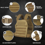 Miramrax Weighted Vest for Men and Women Weight Vests Adjustable Strength and Endurance Training Fitness Workouts Tactical Running Gym (Tan)