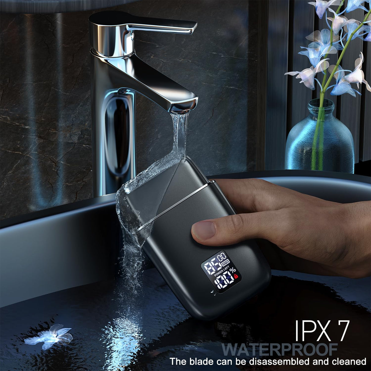 Electric Razor, Emochies Electric Shaver for Men,Upgraded Foil Shaver with 3 Speeds, Double Floating Blade IPX7 Waterproof Wet/Dry LED Display USB Type C Rechargeable Vibrant Gray