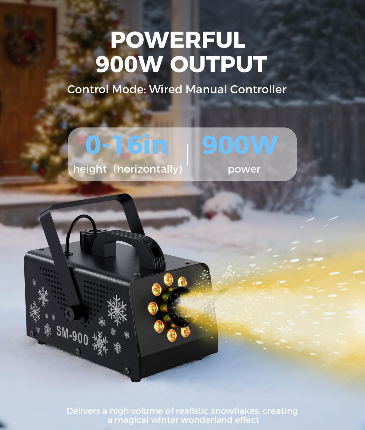 IMONE 900W Snow Machine with 9 Lights Christmas Gift,High Output Fake Snow Machine with Remote,Snow Machine Indoor,Outdoor Snow Making Machine,Snow Maker Machine,Snowflake Machine Parade,Party