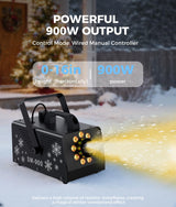 IMONE 900W Snow Machine with 9 Lights Christmas Gift,High Output Fake Snow Machine with Remote,Snow Machine Indoor,Outdoor Snow Making Machine,Snow Maker Machine,Snowflake Machine Parade,Party