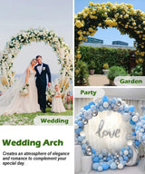 Queension 8Ft Wide 7Ft High Metal Wedding Arch for Ceremony Party, Black