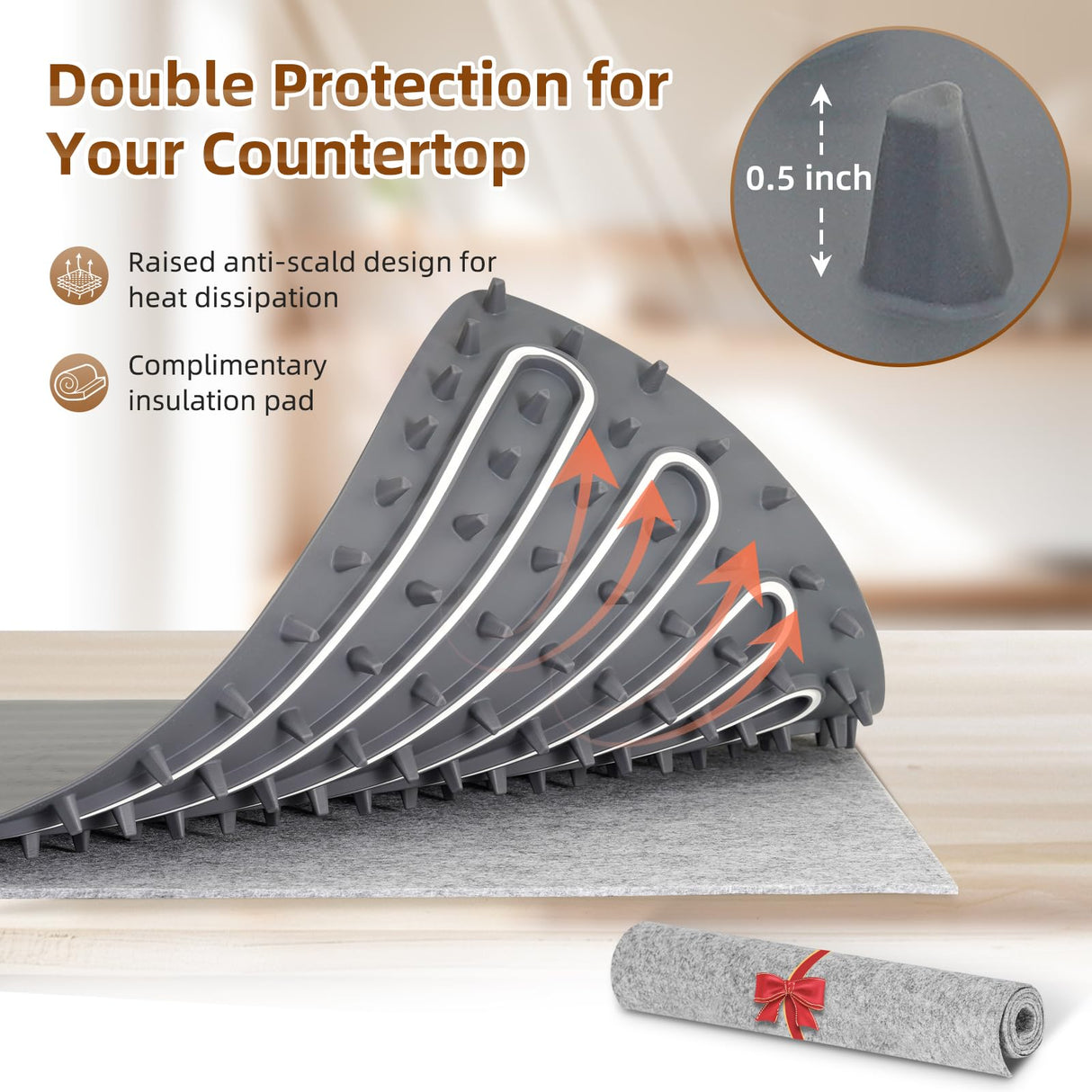 Food Warming Mat – Fast Heating Electric Warming Tray with 7 Temp Settings, 11-Hour Timer & Auto Shut-Off, Foldable Silicone Mat with Child Lock, Portable Warming Pad for Buffets, Holidays – Gray