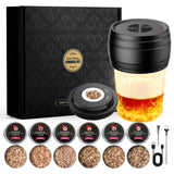 Electric Whiskey Smoker Kit Built-in Lighter, Rechargeable Old Fashioned Cocktail Bourbon Drink Smoker kit with 6 Wood Chips Birthday Gifts for Men Dad Husband Boyfriend Mens