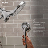 Moen Engage Chrome Magnetix 2-in-1 Combo Rain Showerhead with Detachable Handheld Shower Spray, Featuring Magnetic Docking System, 26009