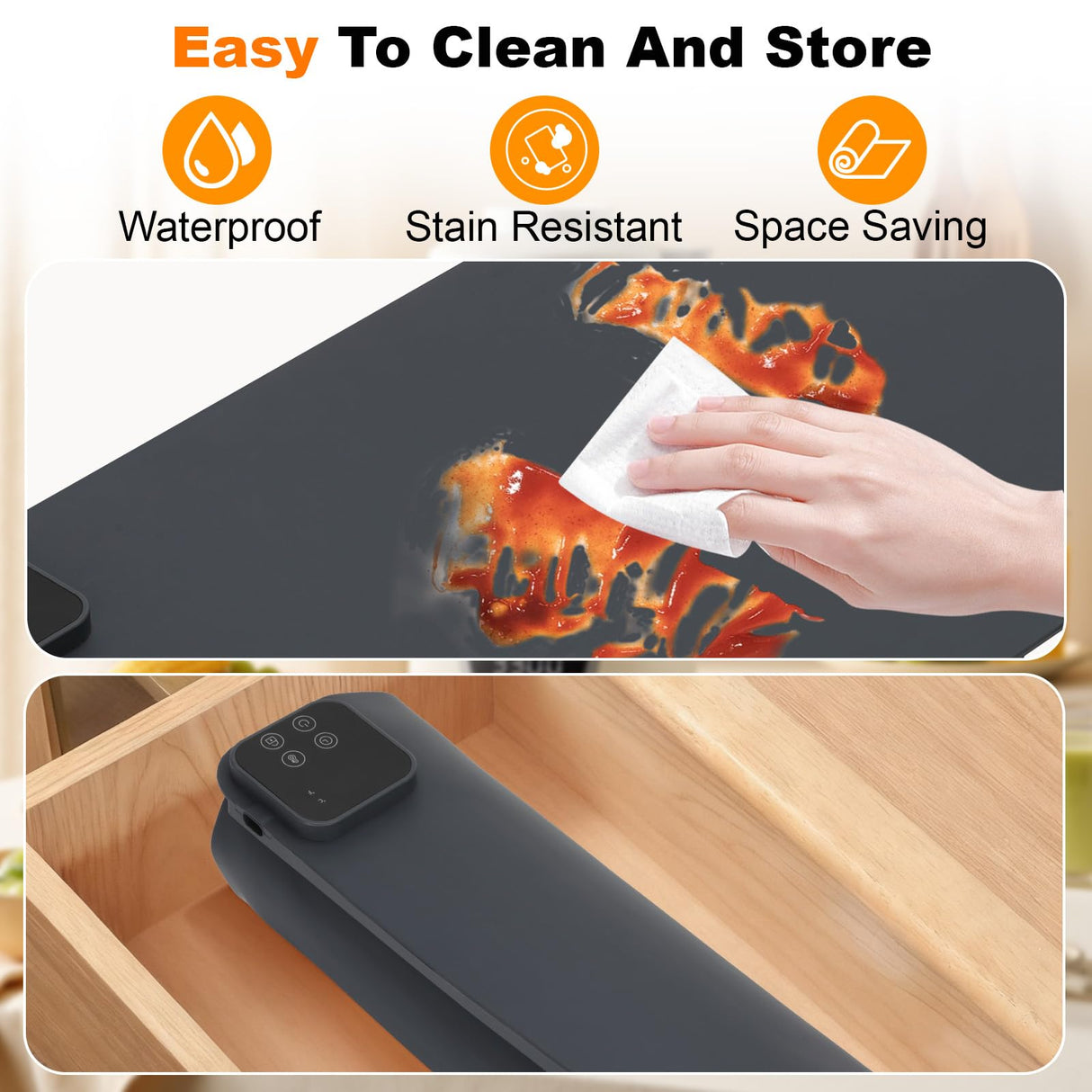 Mariocsa Warming Mat for Food, (XXXL 47"x15") Electric Food Warming Mat Tray, 450W Rapid Full Heating in 8s, 7 Adjustable Temp Settings & 1-8H Timer, Food Warmer Mat for Home, Buffets, Parties
