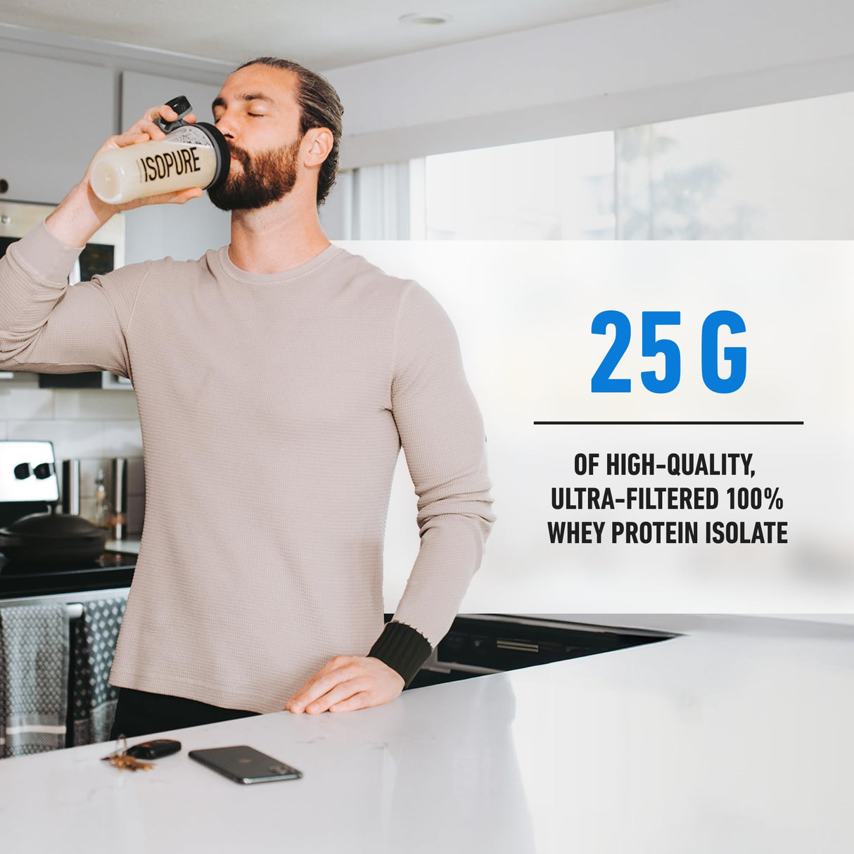 Isopure Zero Carb 100% Pure Whey Isolate Protein Powder, Lactose Free, Gluten Free, With Vitamins, Creamy Vanilla, 25g Protein Per Serving, 4.5 Lbs, 66 Servings (Packaging May Vary)