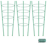 Alliico Plant Support Cages for Climbing Plant Upgrade Flower Tomato cage with Stand Stakes and Stable Support Rings, 3 Pack with 12 Clips (36")