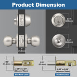 BESTTEN Keyed Same Exterior Door Knob and Single Cylinder Deadbolt Combo Set, Keyed Alike Entry Door Knobs with Lock and Keys for Entrance and Front Door, Satin Nickel