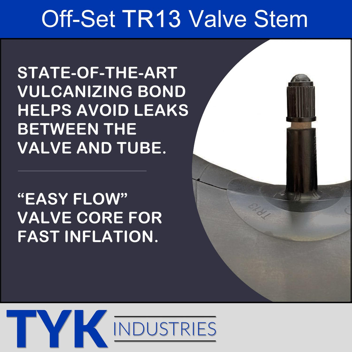 Pair (2) TYK 13x6.50-6 Inner Tube, Lawn Mower Tire Tubes 13x650-6 with a TR13 Valve Stem