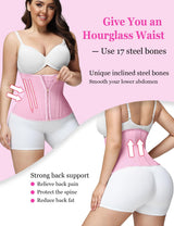 SHAPSHE Waist Trainer for Women Tummy Control Workout Waist Cincher Corset Shapewear Body Shaper with Zipper Hook Pink