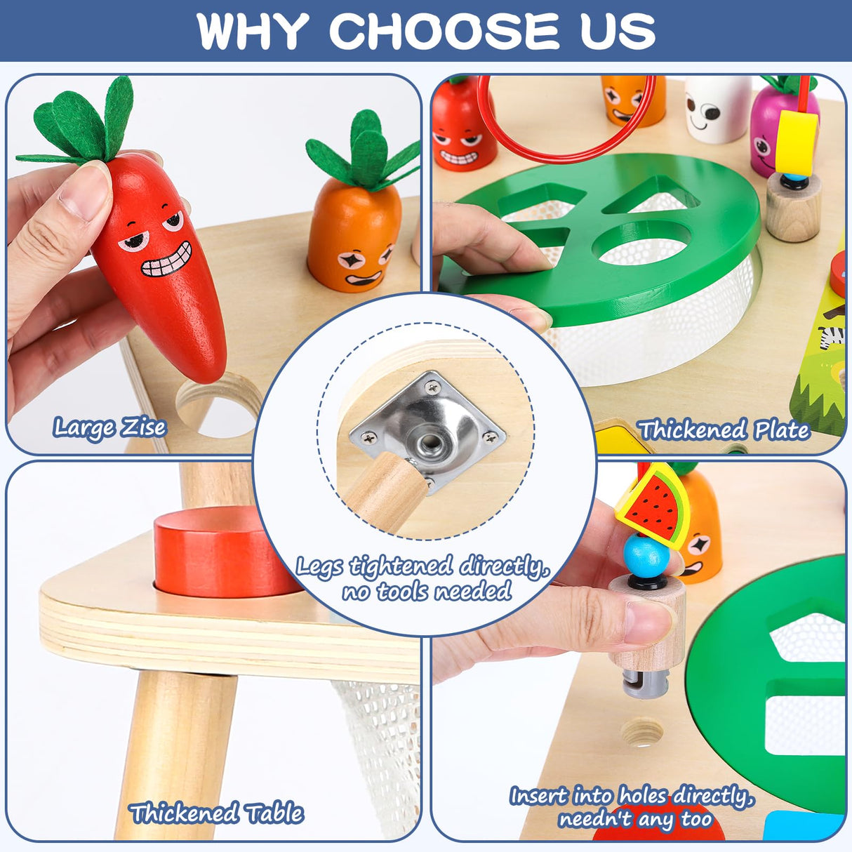 HEYLANDU Activity Table, Montessori Toys for 1 2 Year Old Girls Boy Gifts, 7 in 1 Wooden Sensory Play Table for Toddler 1 2 3, Learning Toys for Baby 12-18 Months 1st Christmas Birthday Gifts