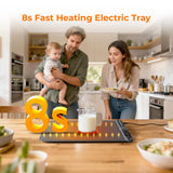 Firelex Food Warming Mat for Buffet, Silicone Food Warm Mat with Timer & 7-Temp Settings, 8s Fast Heat, The Perfect Gift Keep Meals Warm for Parties, Family Dinners, Gray