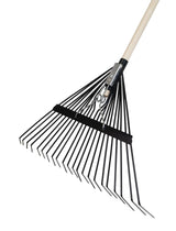 True Temper Steel Tine Leaf Rake with Hardwood/Steel Handle for Lawns, Gardening, and Dethatching, 22 Tines, Black