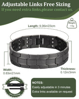 Fashtour 3X Copper Bracelet for Men Triple Ultra Strength Magnets, Masculine Design Pure Copper Magnetic Bracelet, Adjustable Length with Sizing Tool (Black)
