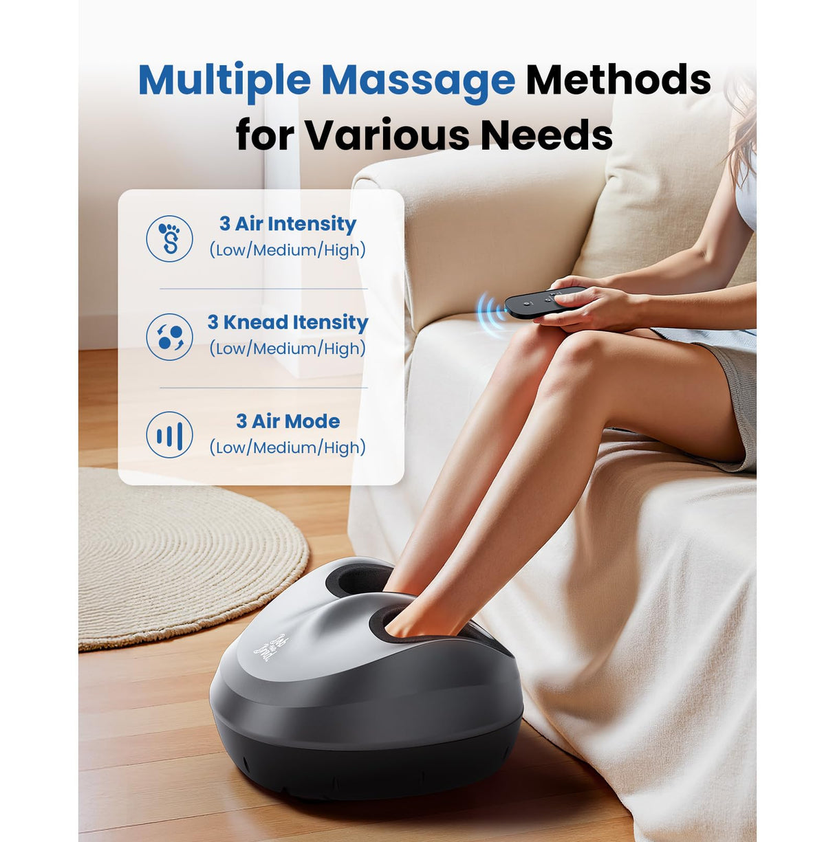 BOB AND BRAD Foot Massager Machine with Heat and Remote-FSA & HSA Eligible, Electric Shiatsu Deep Kneading Foot Massager with 4 Level, Relieve for Plantar Fasciitis and Neuropathy Pain